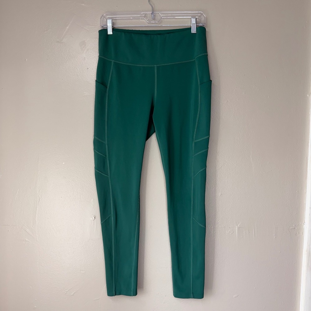 New Balance Womens Green High Waisted Pocket Leggings Moto Detail Size L